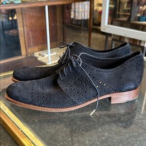 Women's Black Suede Brogue Loafers